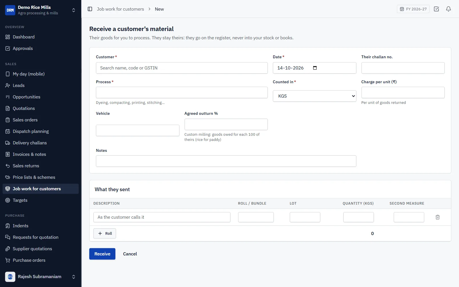 Rice Mill & Agro Processing ERP Software screenshot