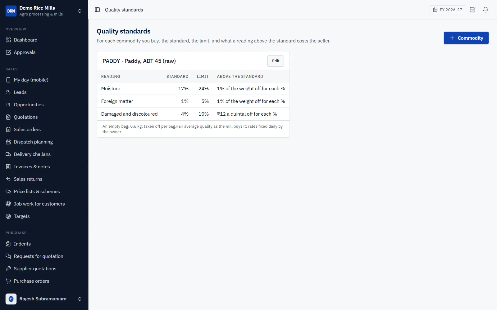 Rice Mill & Agro Processing ERP Software screenshot
