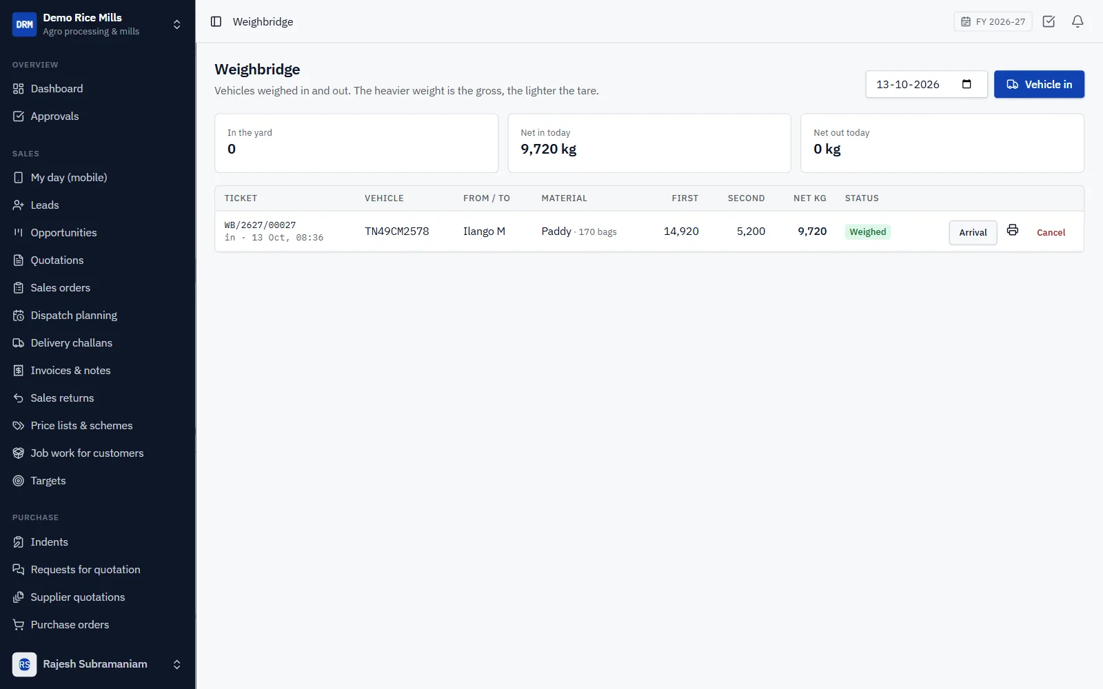 Rice Mill & Agro Processing ERP Software screenshot