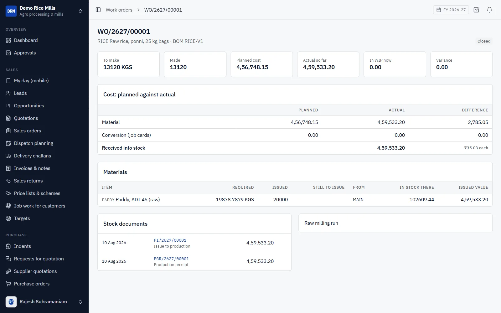 Rice Mill & Agro Processing ERP Software screenshot