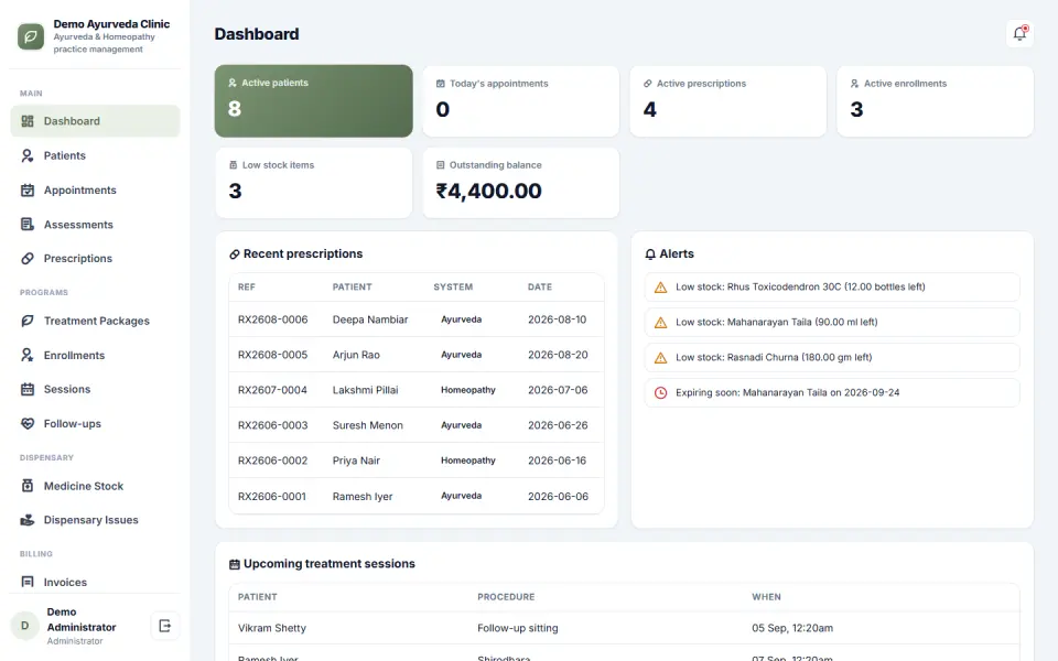 Ayurveda and Homeopathy Practice Management Software