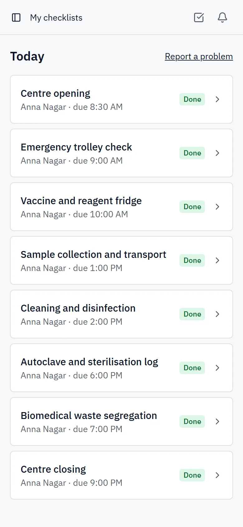 Clinic Checklists Software for Clinics and Diagnostic Centres screenshot