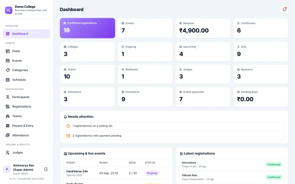 College Event & Fest Management Software