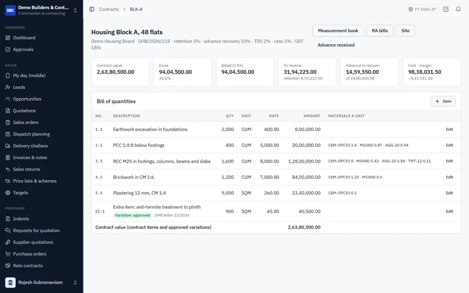 Construction & Contracting ERP Software