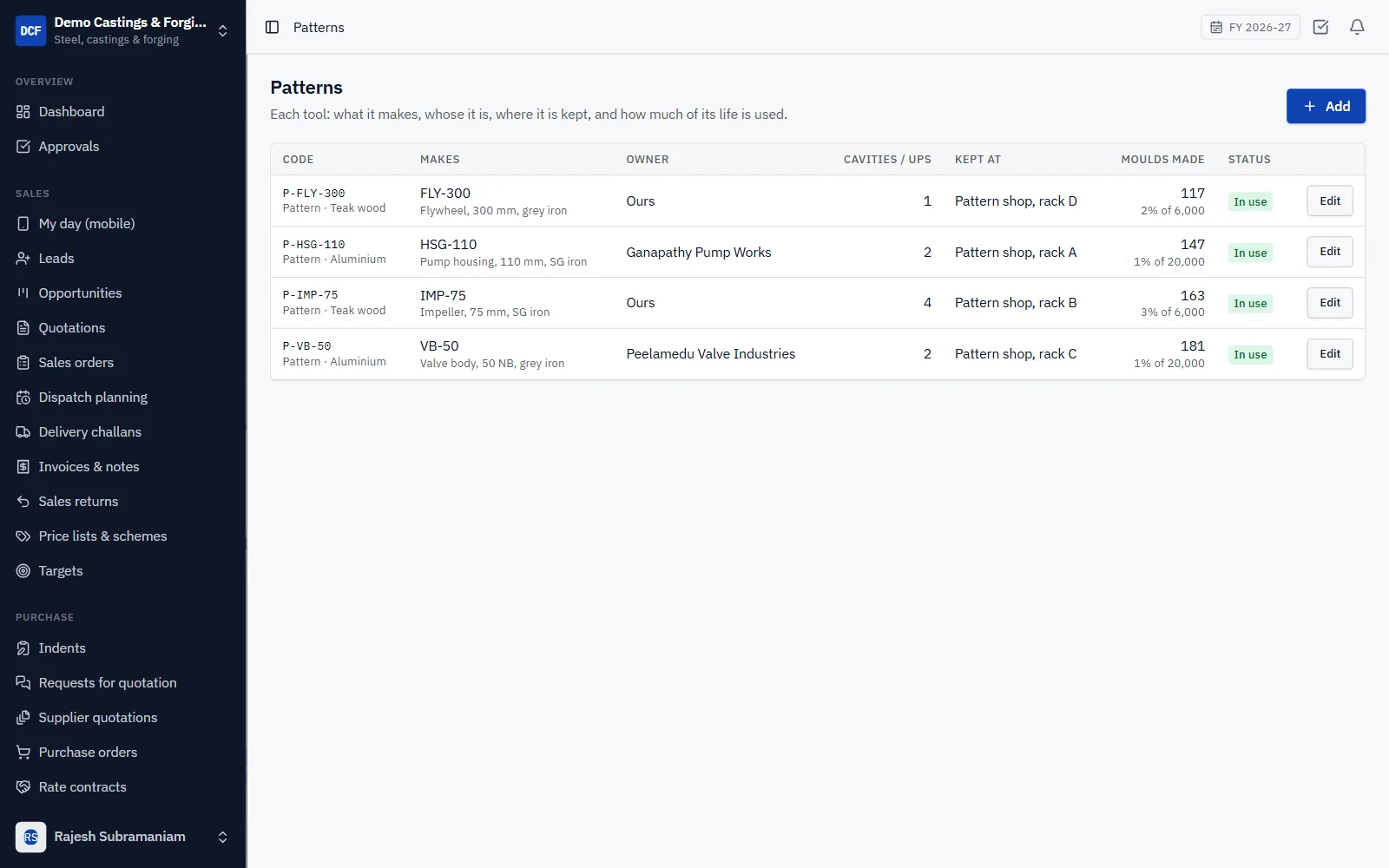 Foundry & Castings ERP Software screenshot