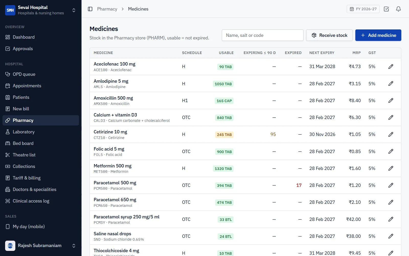 Hospital Management ERP Software screenshot