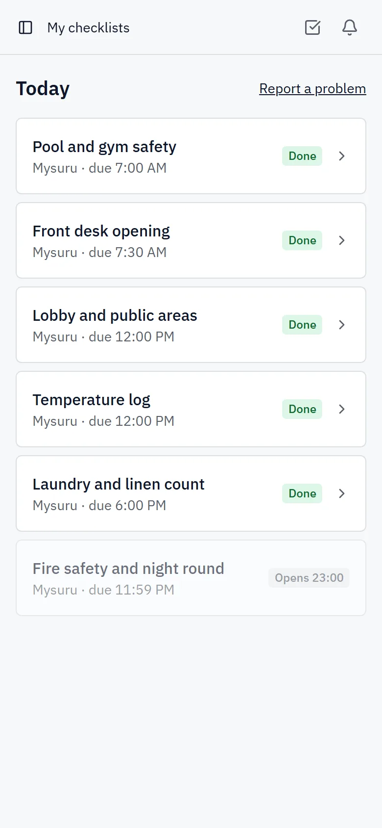 Hotel Checklists Software for Hotels and Guest Houses screenshot