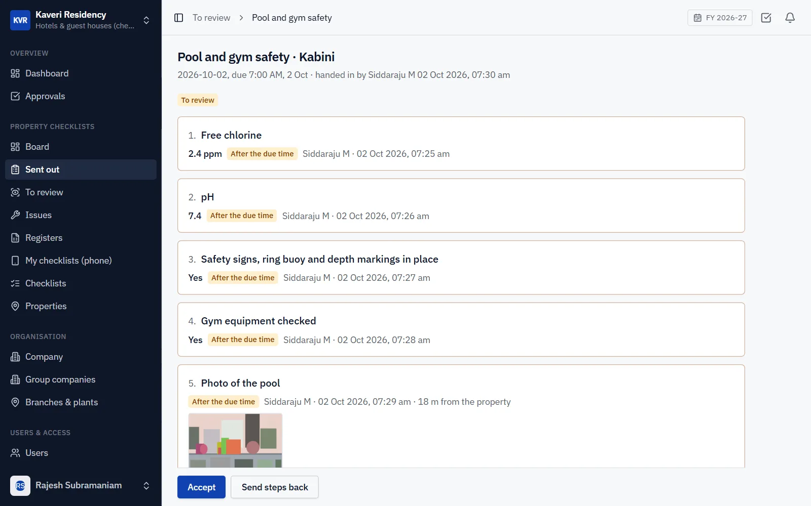 Hotel Checklists Software for Hotels and Guest Houses screenshot