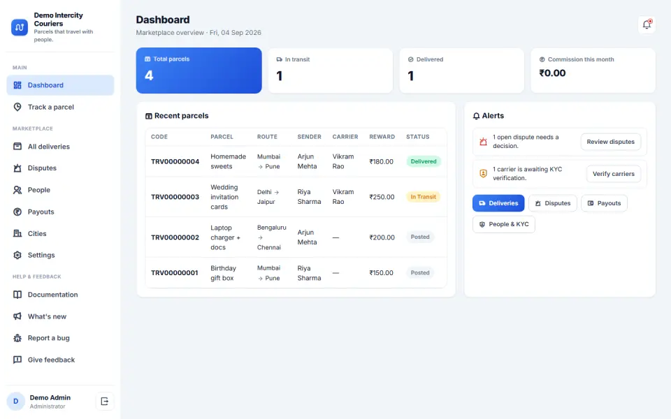 Crowdsourced Intercity Delivery Marketplace Software
