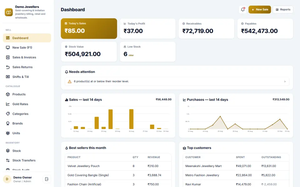 Gold Covering & Jewellery Billing Software
