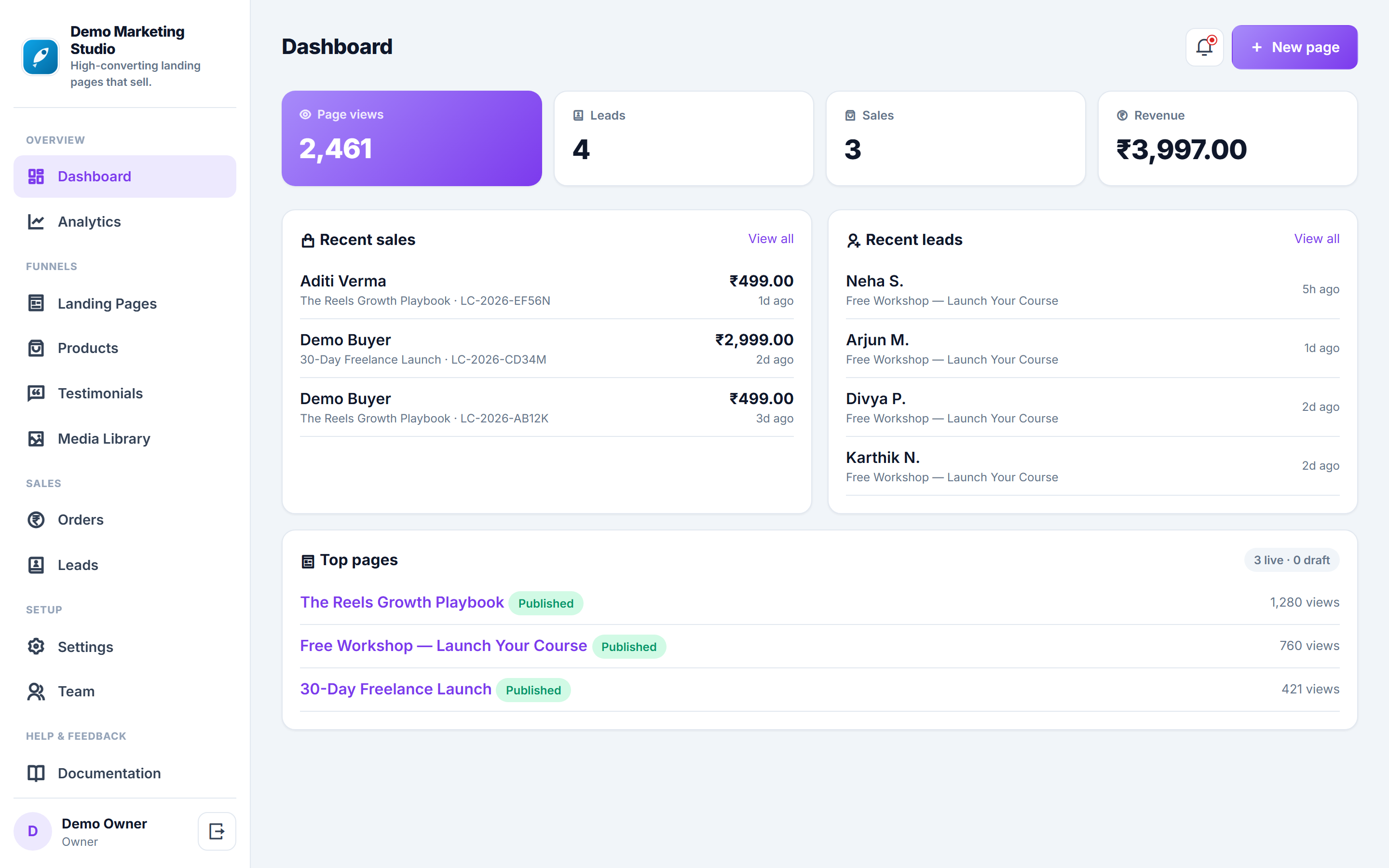 Landing Page & Sales Funnel Builder screenshot