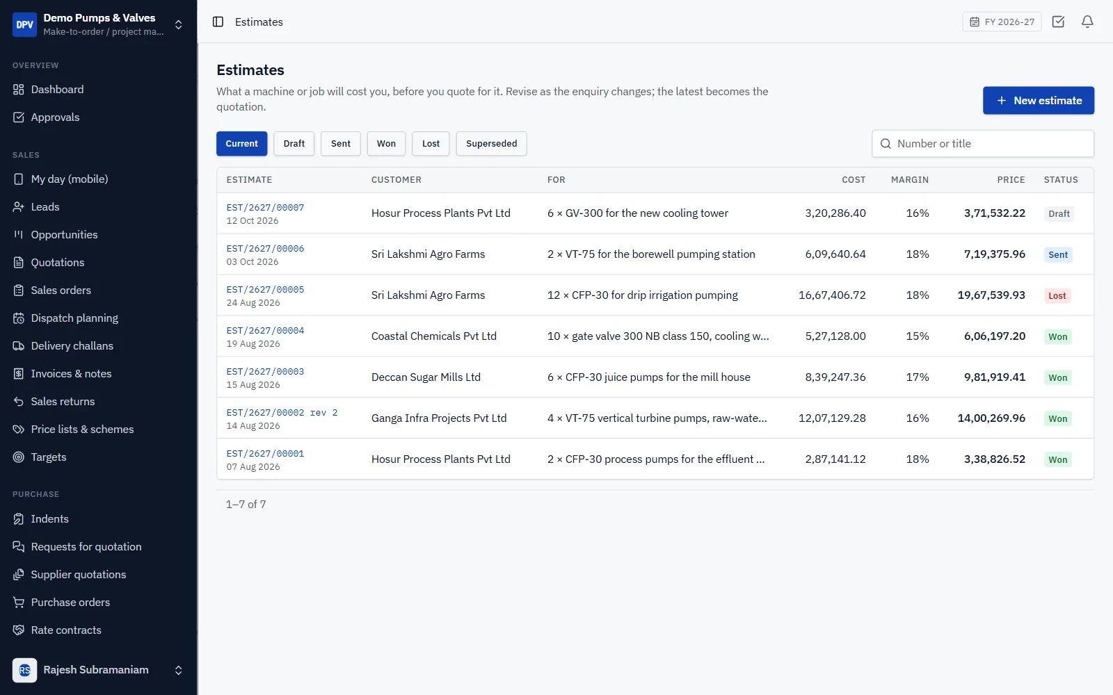 Make-to-Order Manufacturing ERP Software screenshot