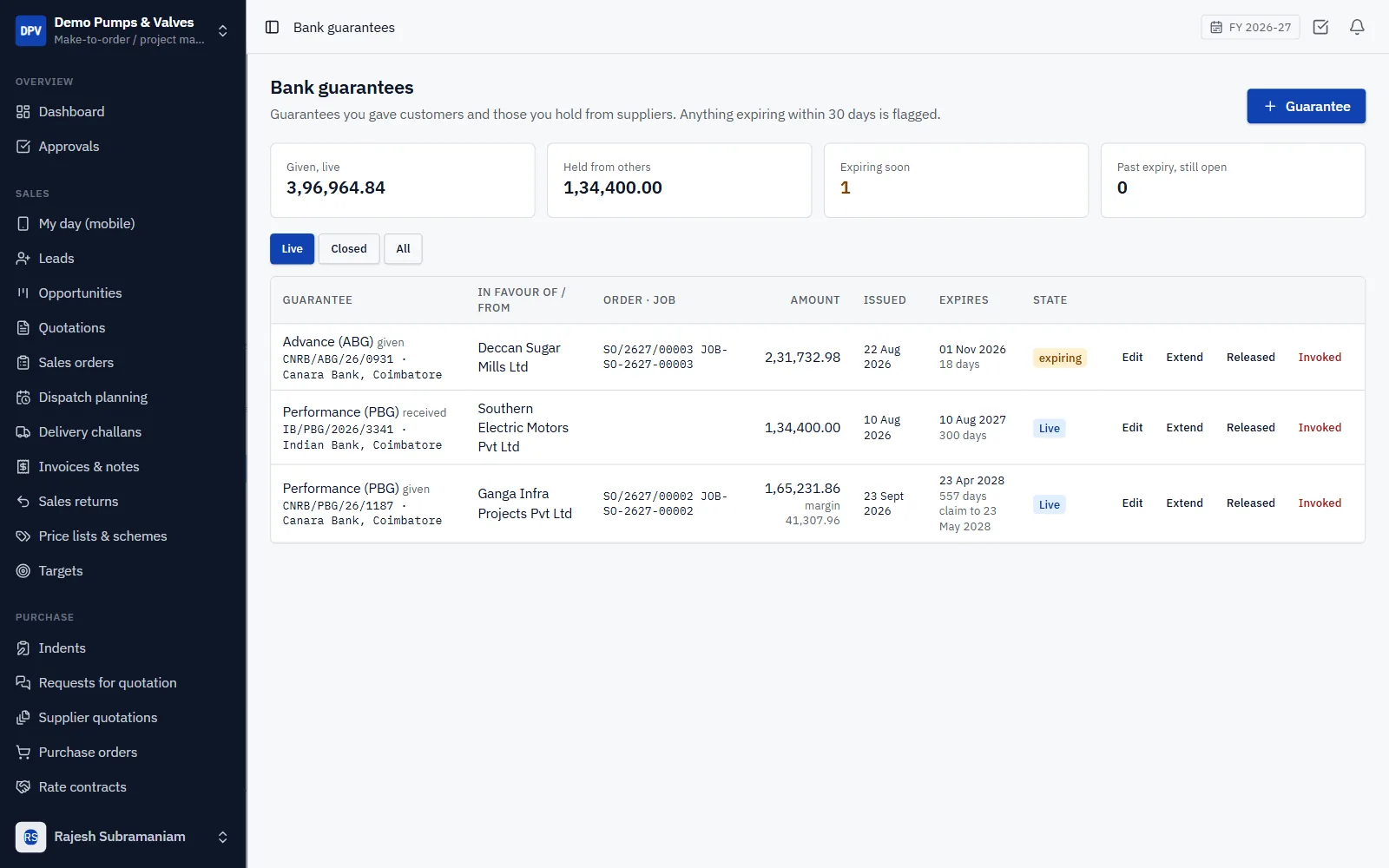 Make-to-Order Manufacturing ERP Software screenshot