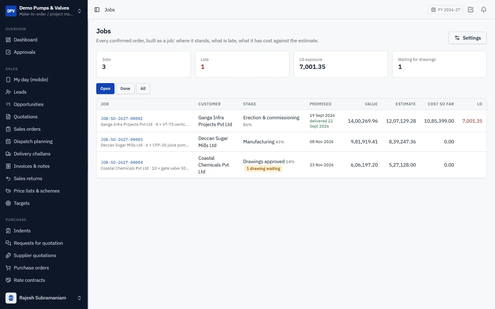 Make-to-Order Manufacturing ERP Software screenshot