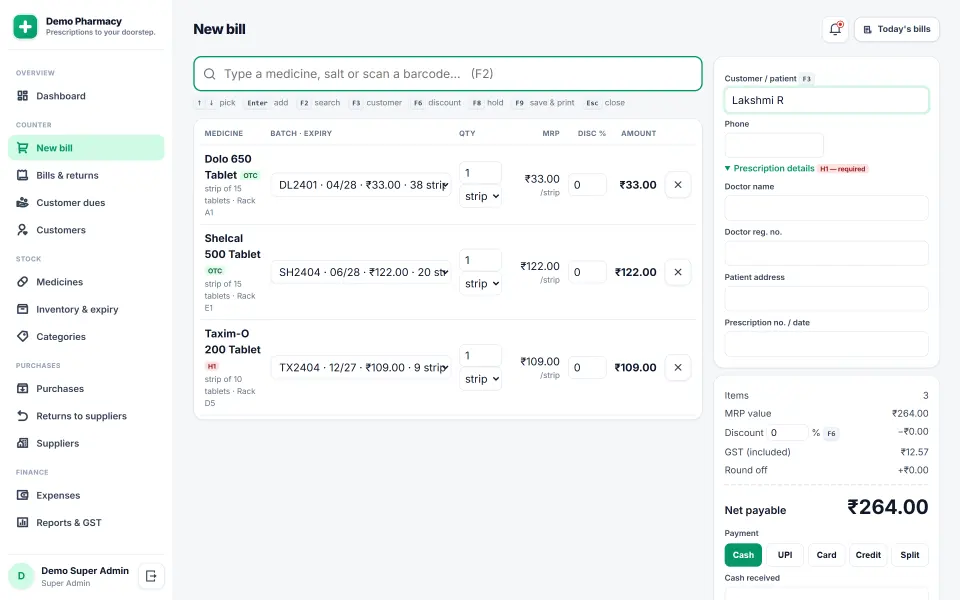 Pharmacy and Medical Store Billing Software