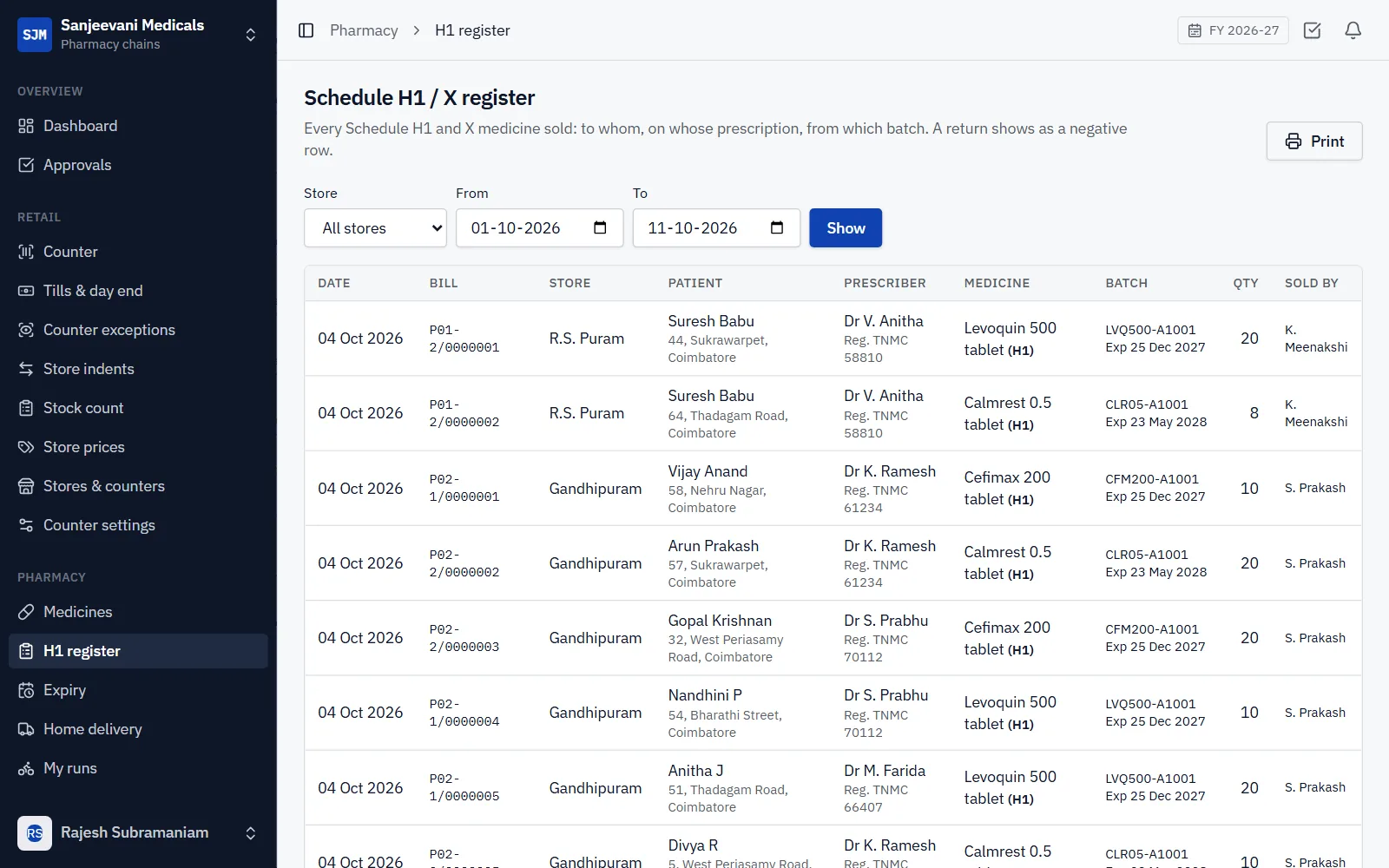 Pharmacy Chain Billing Software screenshot