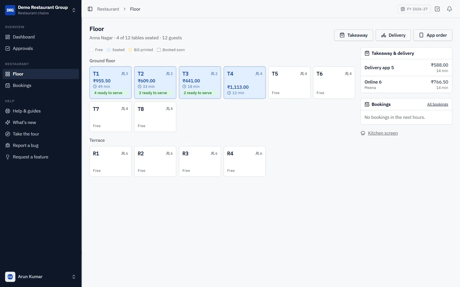 Restaurant Group POS Software screenshot
