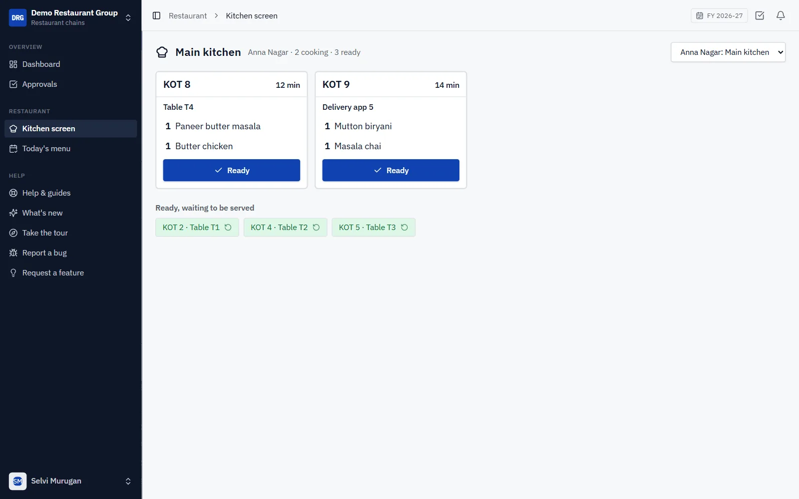 Restaurant Group POS Software screenshot