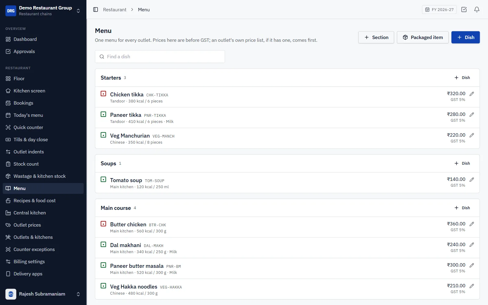 Restaurant Group POS Software screenshot