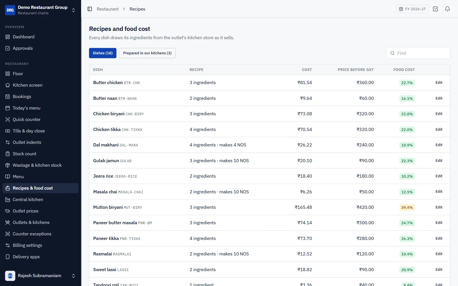Restaurant Group POS Software screenshot