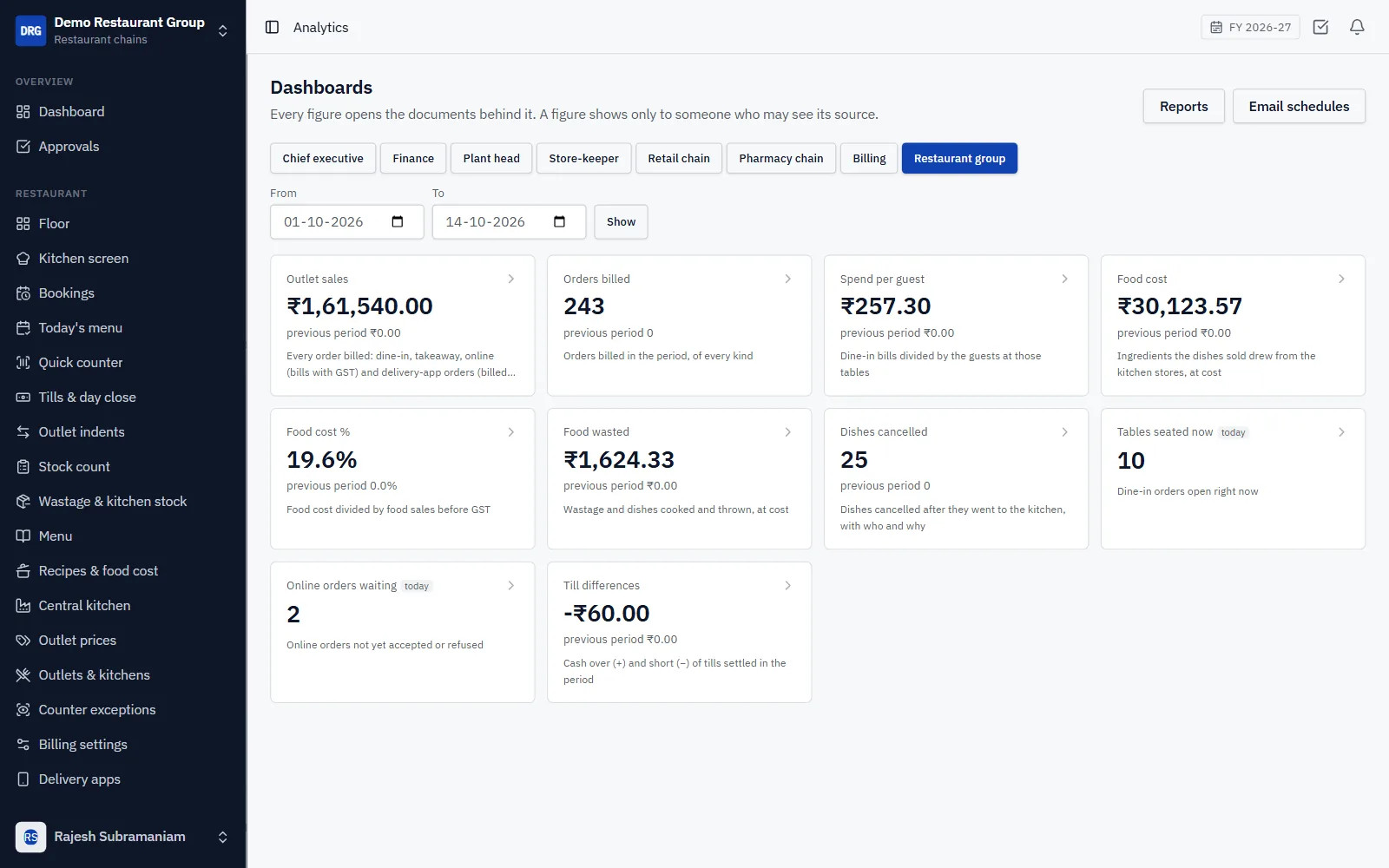 Restaurant Group POS Software screenshot