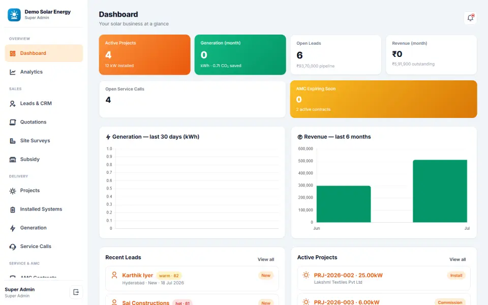 Solar Installation & AMC Management Software