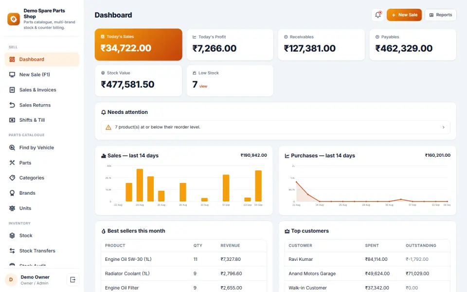 Spare Parts Shop Management & Billing Software