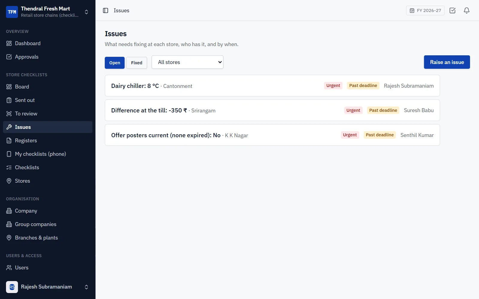 Store Checklists Software for Retail Chains screenshot