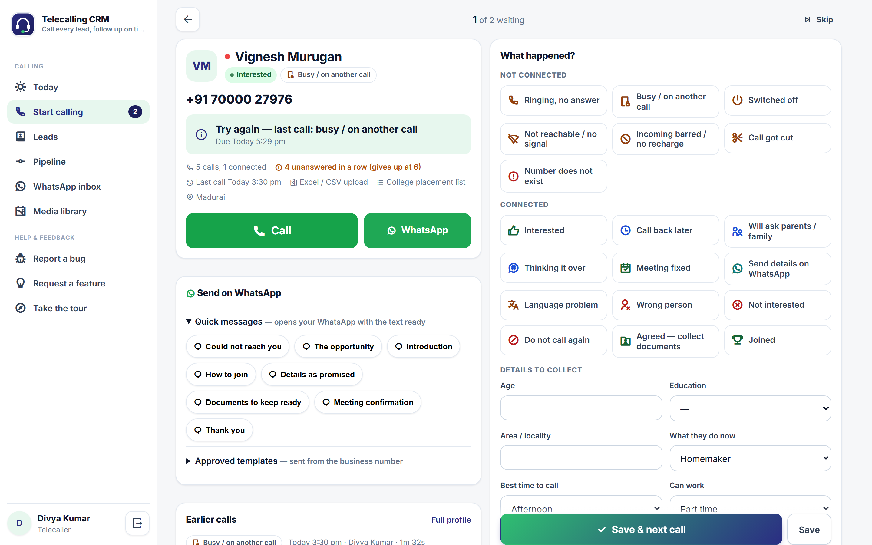 Telecalling CRM Software screenshot