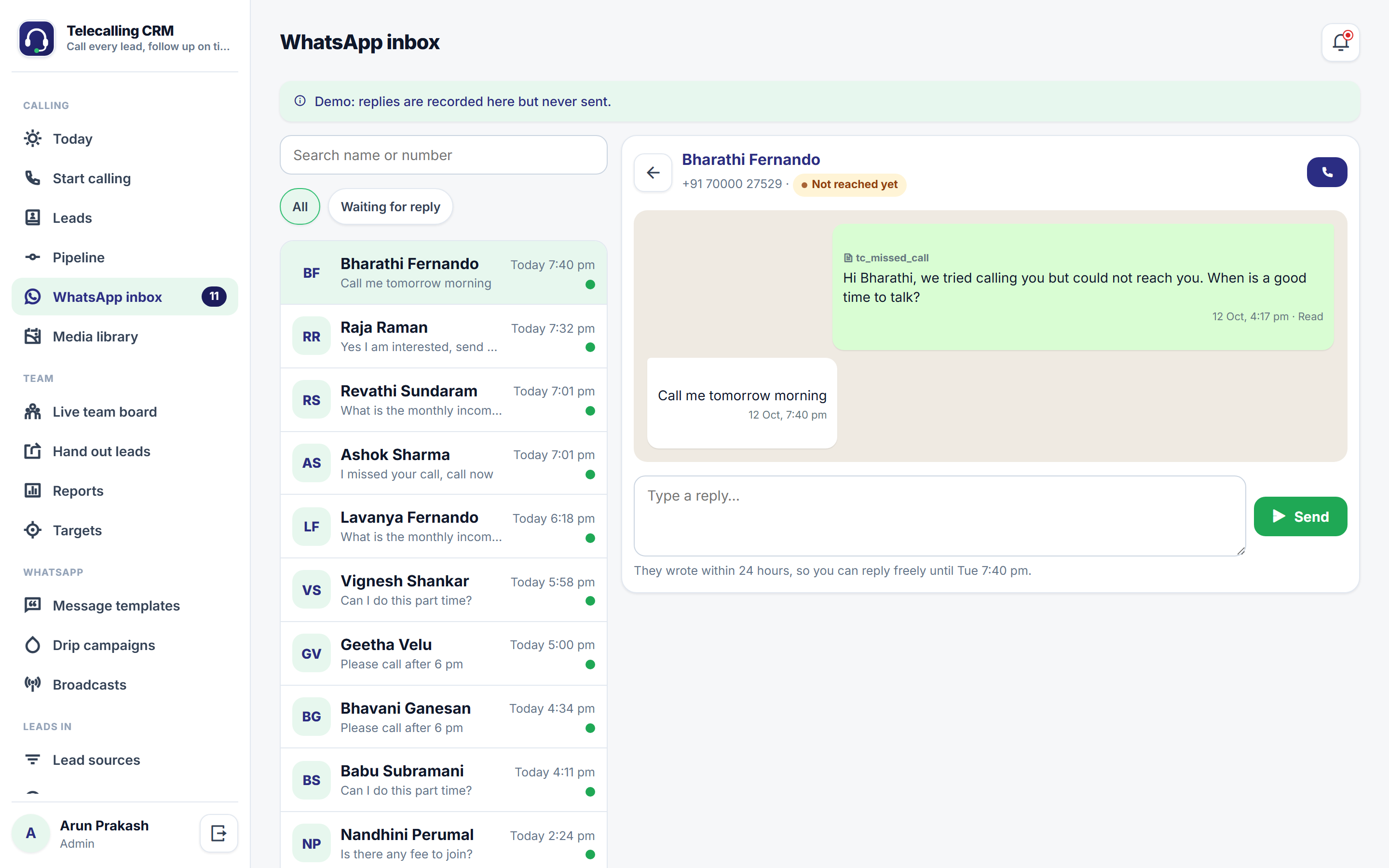 Telecalling CRM Software screenshot
