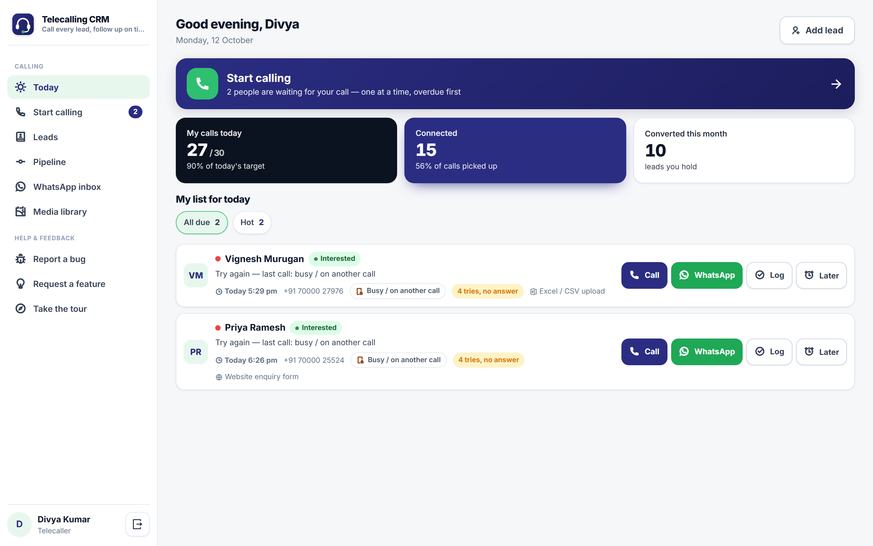 Telecalling CRM Software screenshot